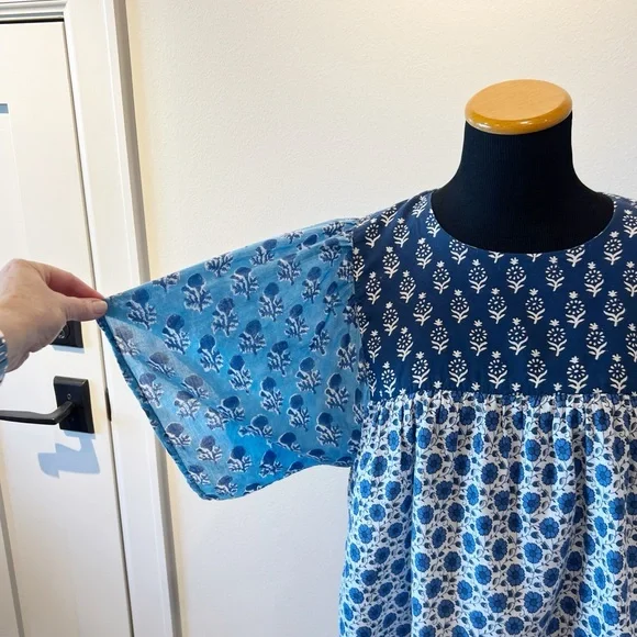 Emerson Fry Patchwork Blues Organic Basalie Top - Picture 8 of 11